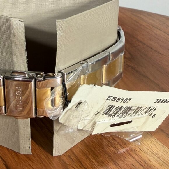 Fossil Two-Tone Gold & Silver Crystal Bezel Watch | NWT | Engraved Back - Mimi main image 6